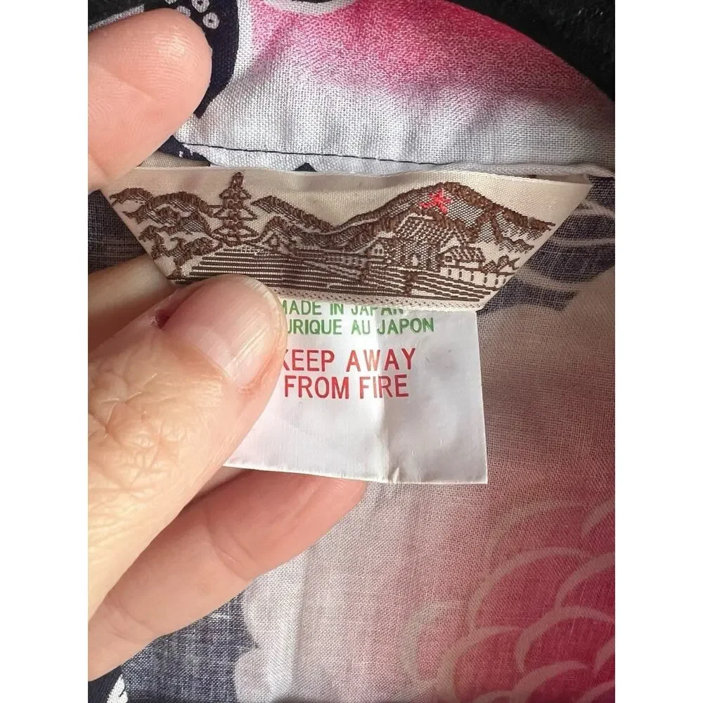 Japanese Yukata Women's 100% Cotton Peony and Chrysanthemum XL (61) KYOTO SEN'I - Picture 12 of 13